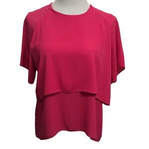 Clotilde hot pink smock capelet shirt top blouse SIZE Large